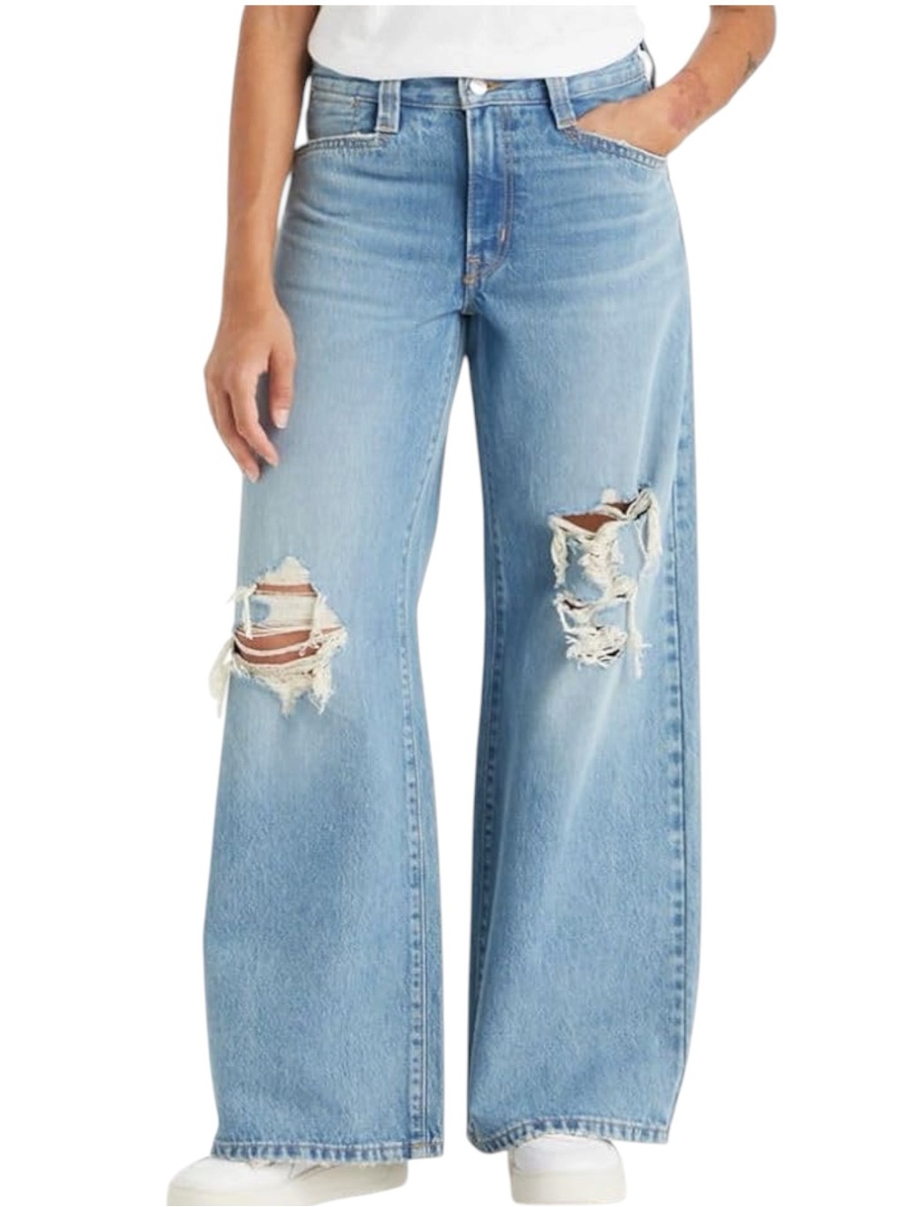 Levi's Women's 94 Baggy Wide Leg Jeans size 27 in Destroyed Light Wash